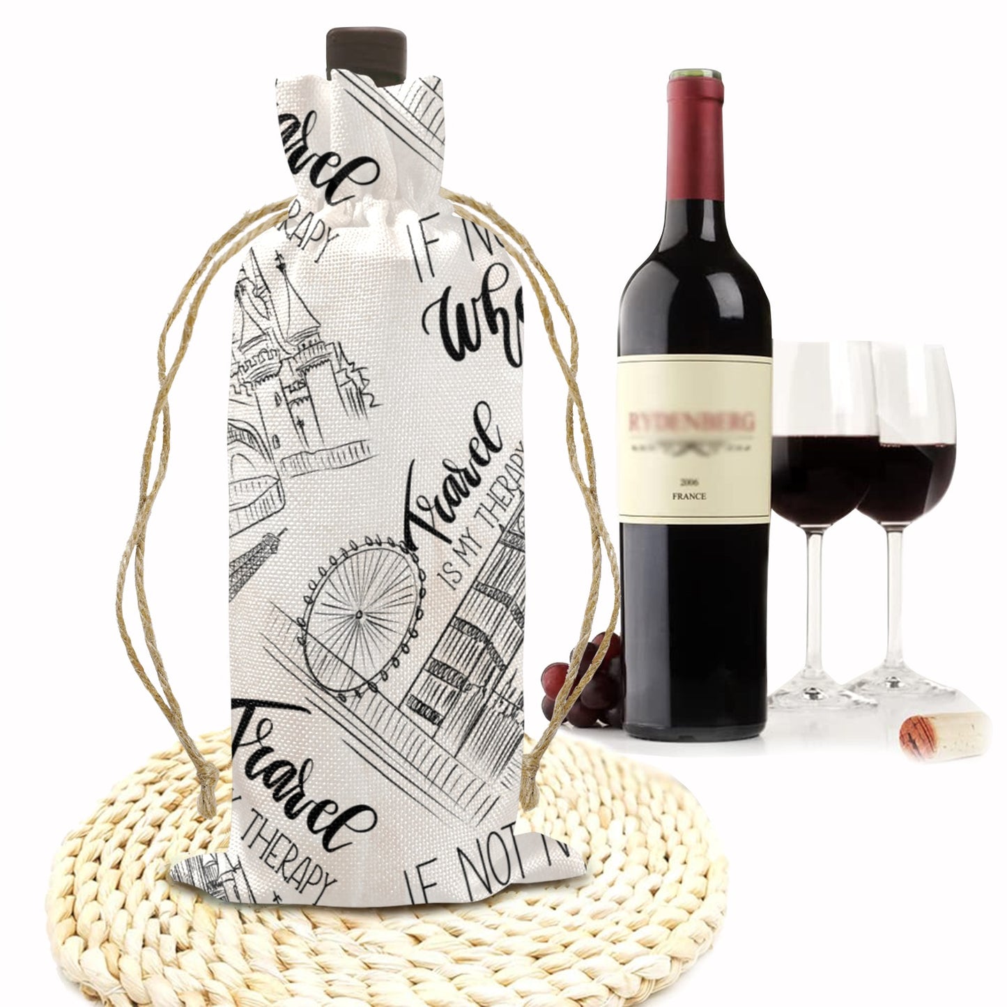 Travel awd1120 Linen Wine Bottle Bag