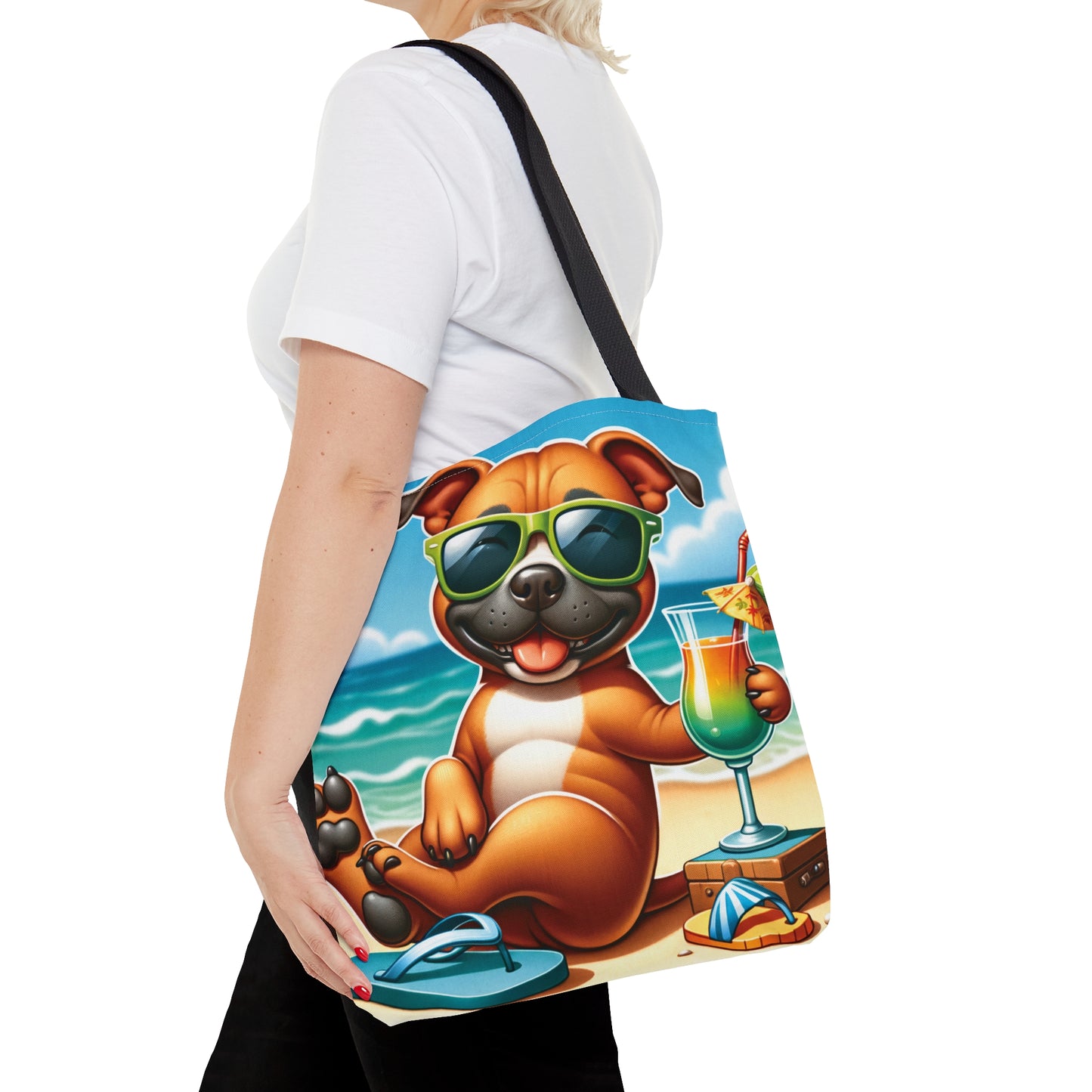 Tote Bag, Dog on Beach, Stafford, Tote bag, awd-1246