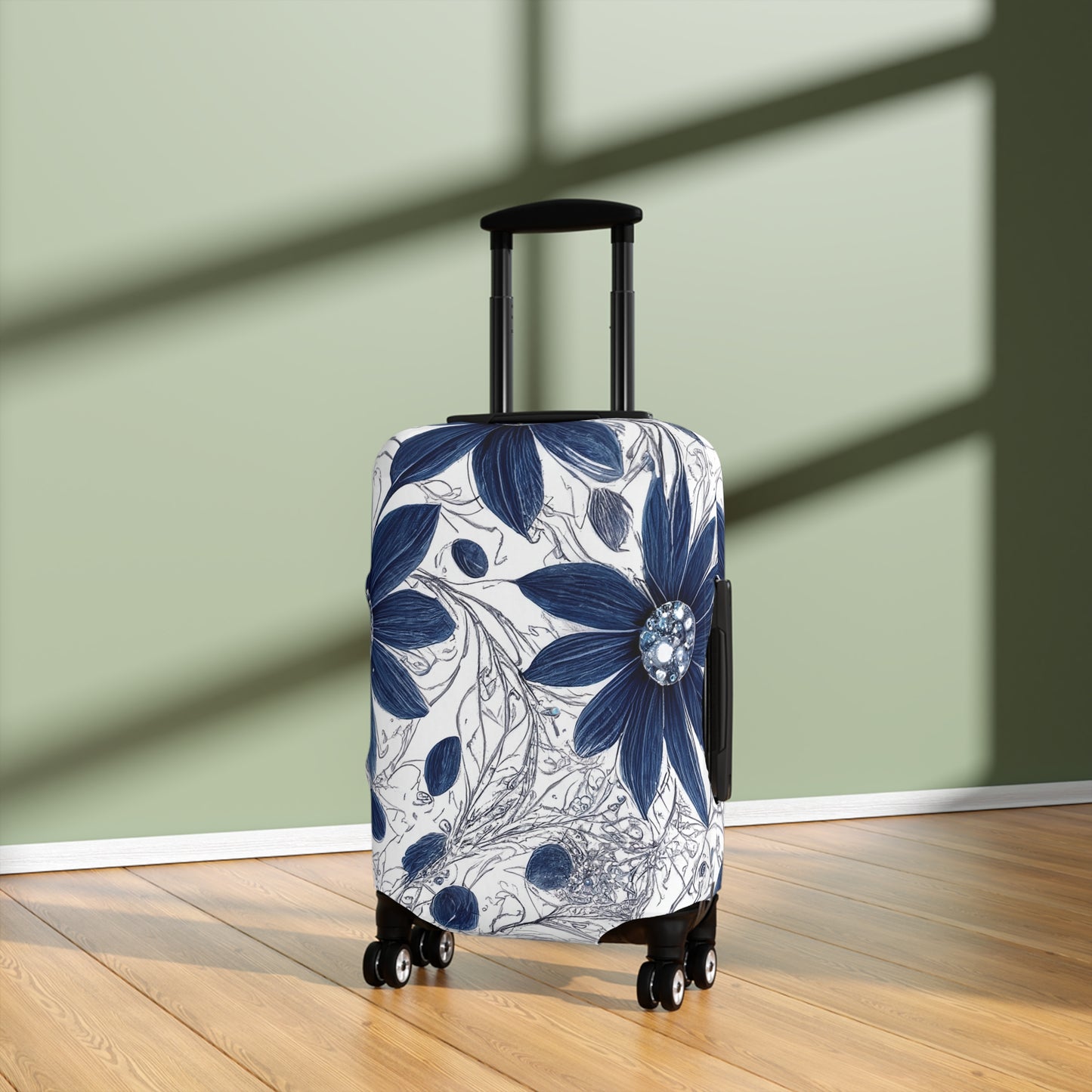 Luggage Cover, Blue Floral-3