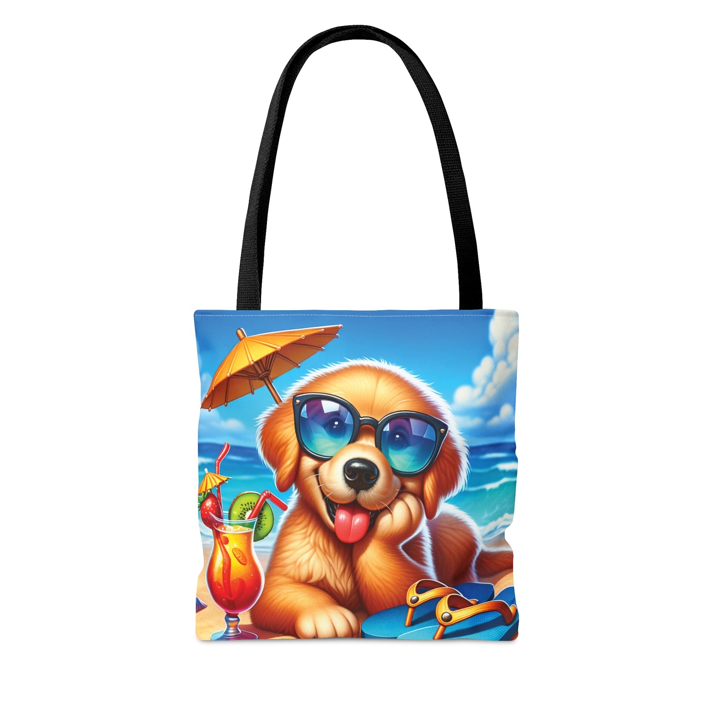 Tote Bag, Dog on Beach, Golden Retriever, Tote bag, awd-1213