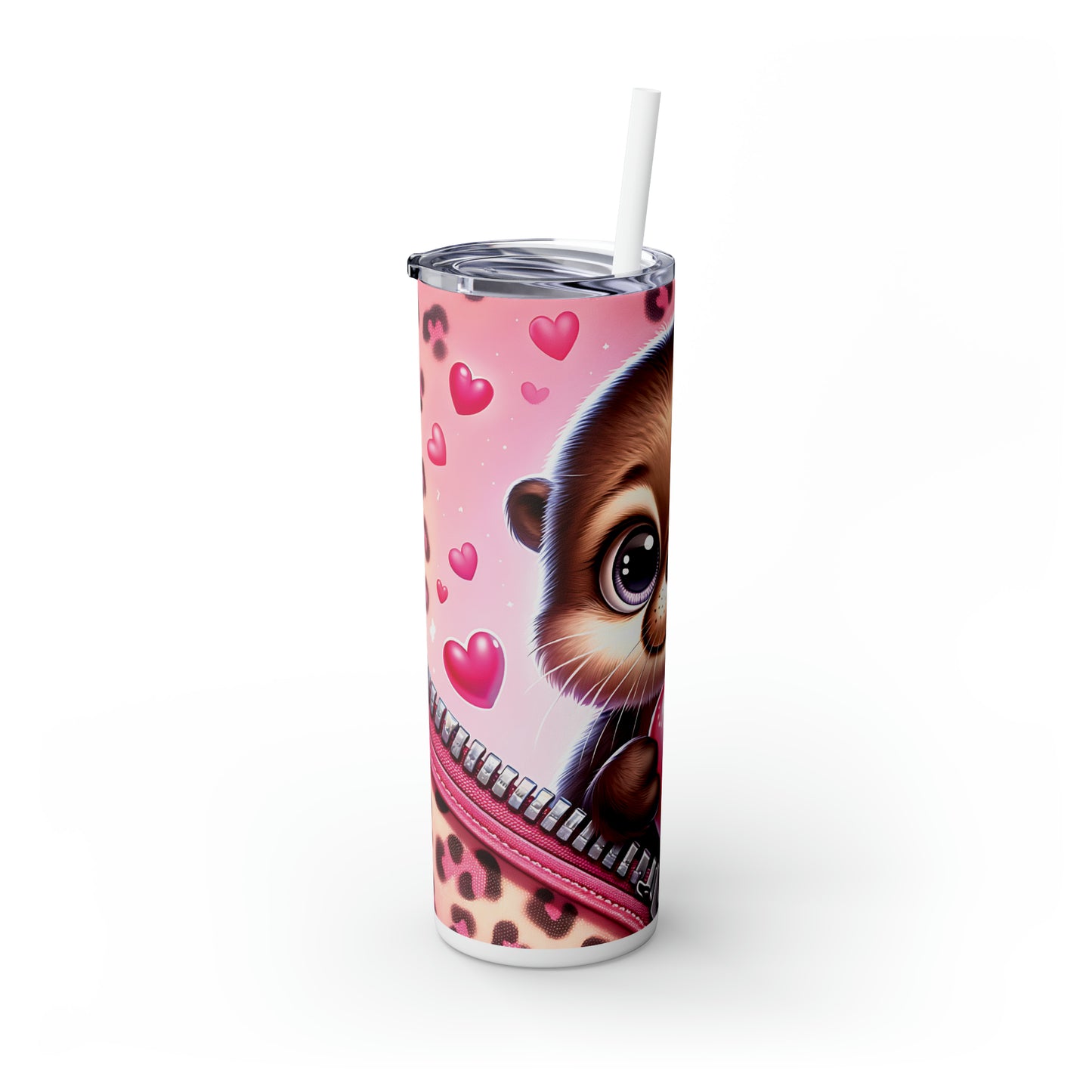 Skinny Tumbler with Straw, 20oz, Otter, Valentines Day