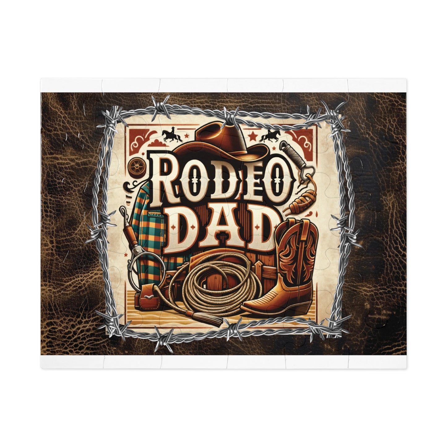 Puzzle, Western, Rodeo Dad, Personalised/Non-Personalised (30, 110, 252, 500,1000-Piece) awd-610