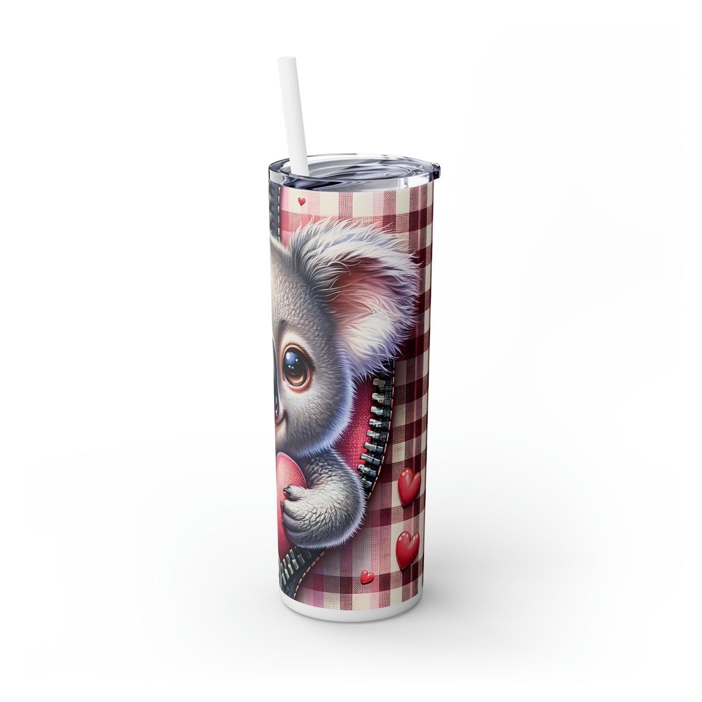 Skinny Tumbler with Straw, 20oz, Koala, Valentines Day