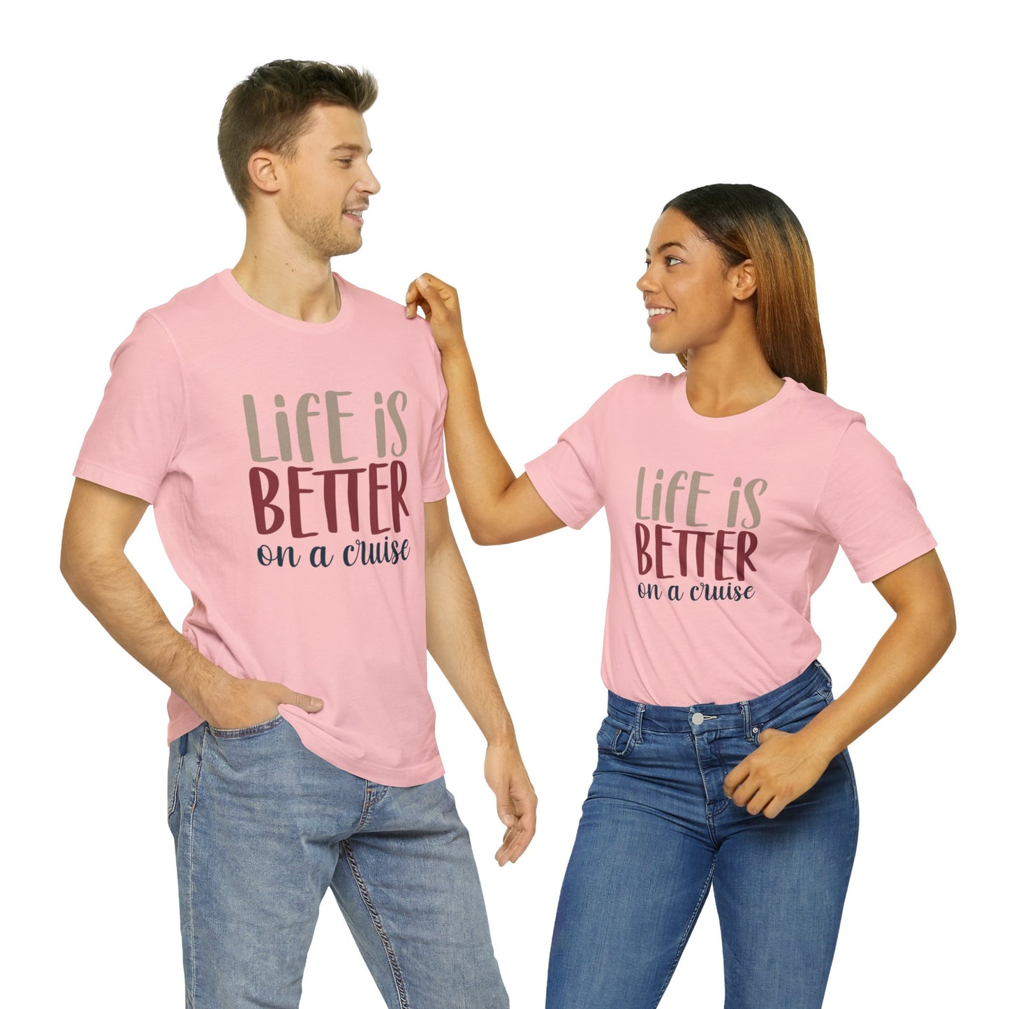 Unisex Adults Jersey Short Sleeve Tee, Cruise Tee, Life is Better on a Cruise, 100% Cotton, Light Fabric 142 g/m²