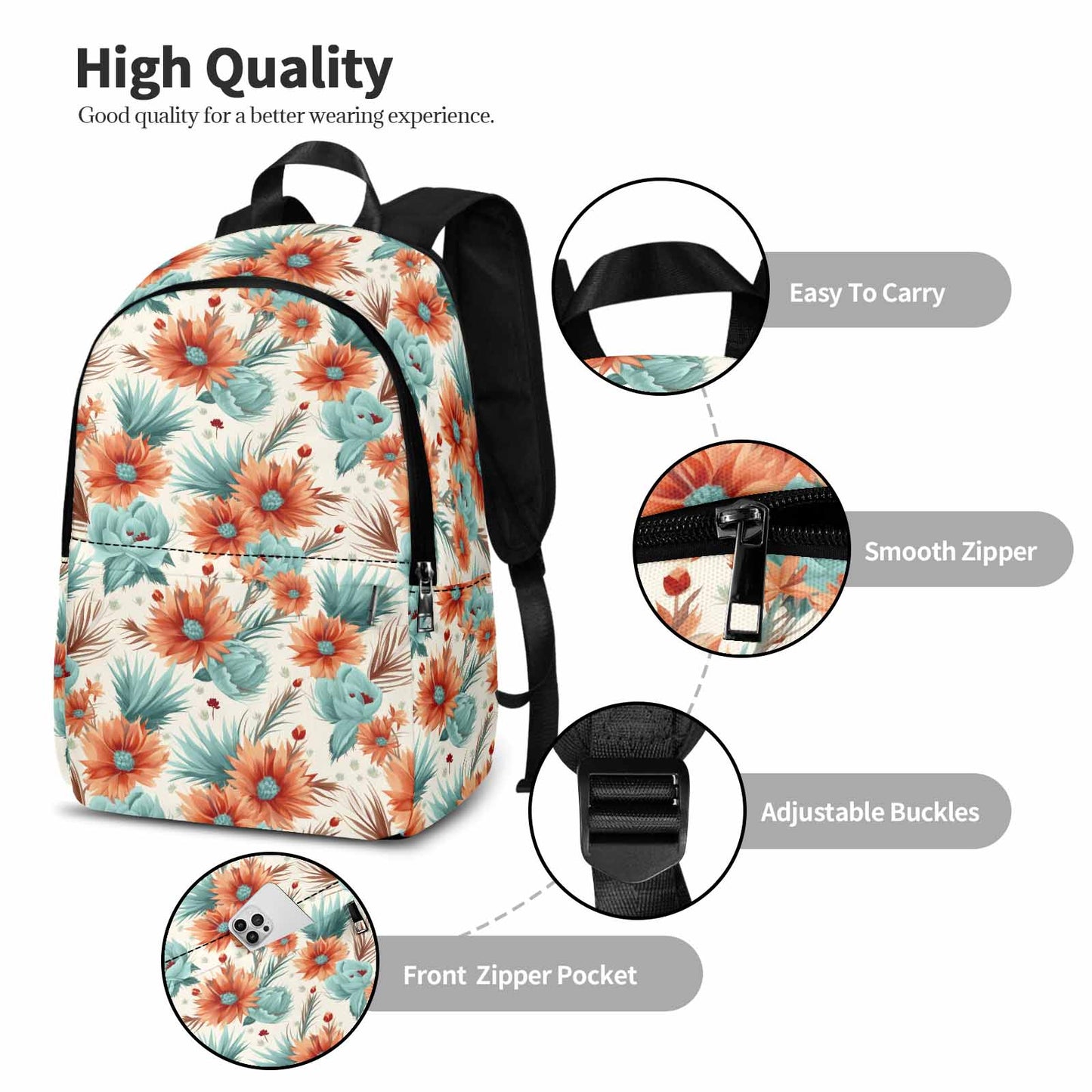 Boho Floral  Adult Casual Backpack