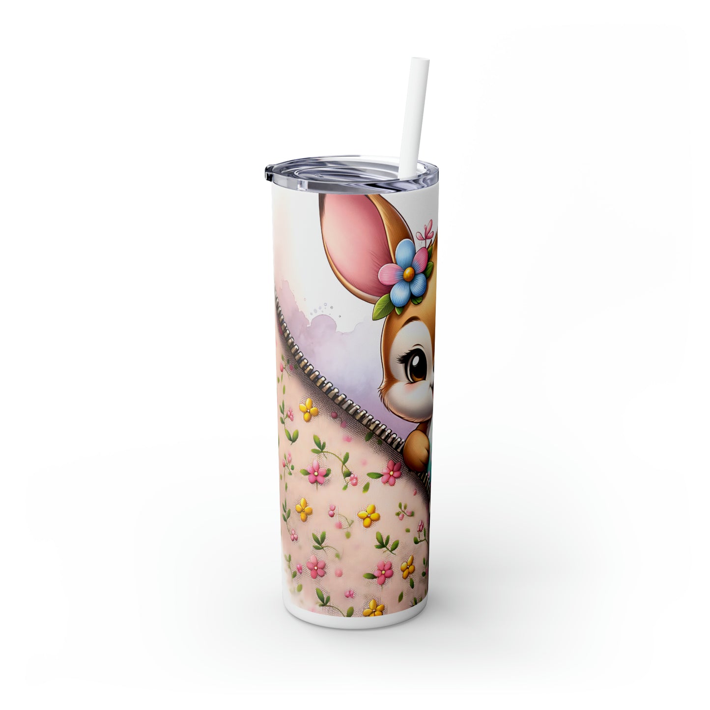 Skinny Tumbler with Straw, 20oz, Easter, Baby Deer, awd-1269