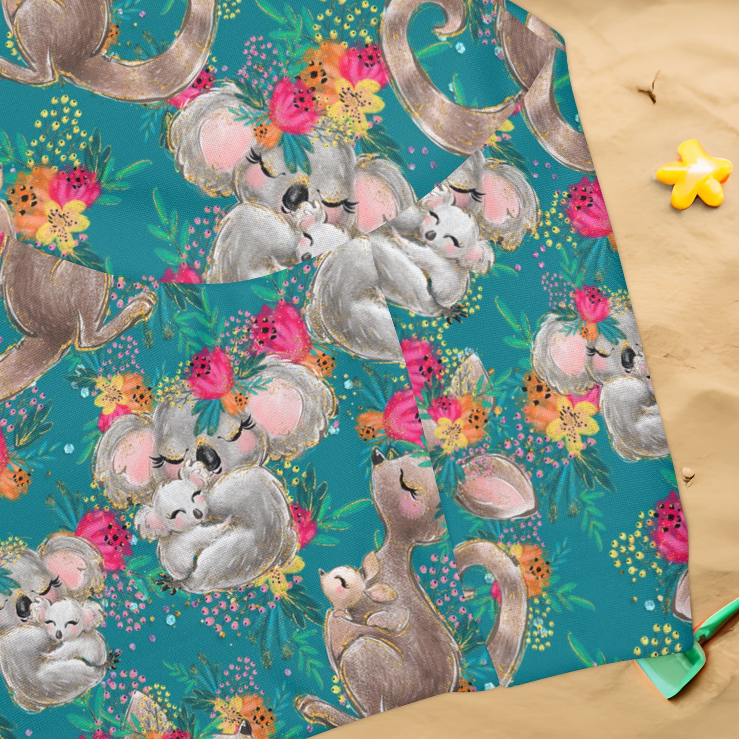 Australian Koala and Kangaroo, Girls Two Piece Swimsuit, Australian Floral, Australian Animals