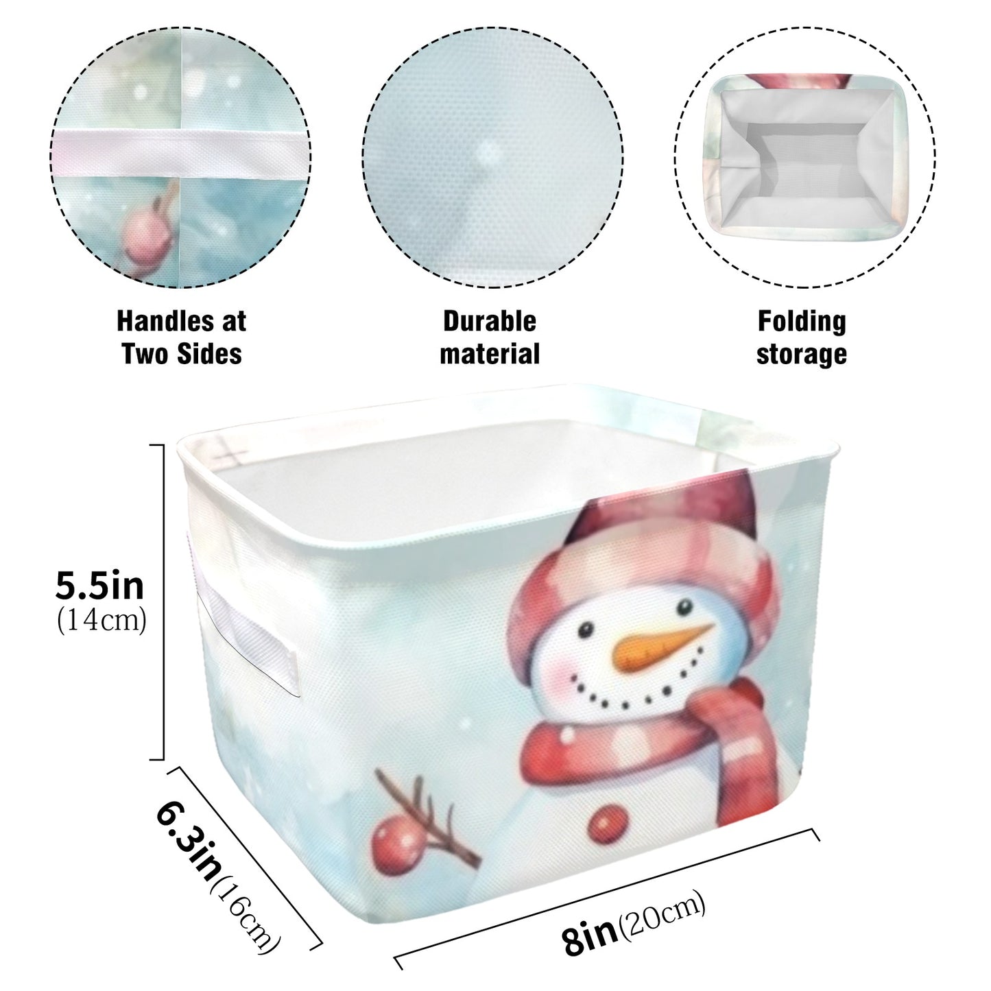 Christmas Snowman Fabric Storage Basket