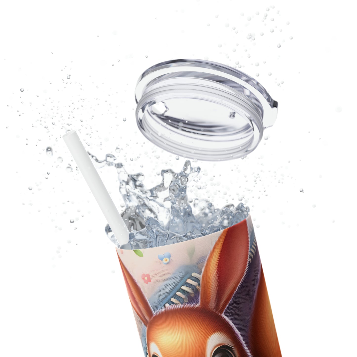 Skinny Tumbler with Straw, 20oz, Easter, Rabbit ears, Chipmunk, awd-1301