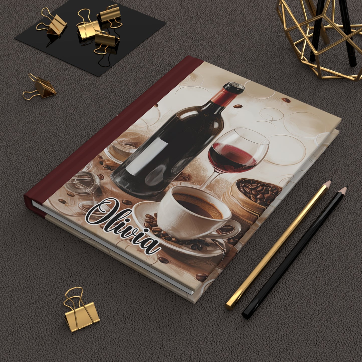 Personalised Hardcover Journal Matte, Wine, awd-1707