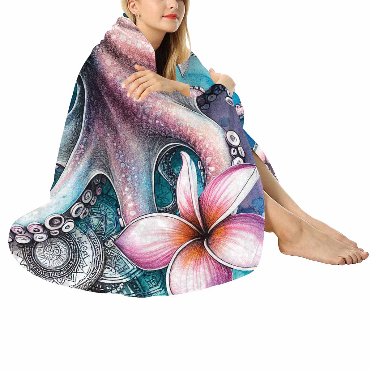 Sea_Animals_Octapus_Awd35199  Circular Micro Fleece Blanket 47"