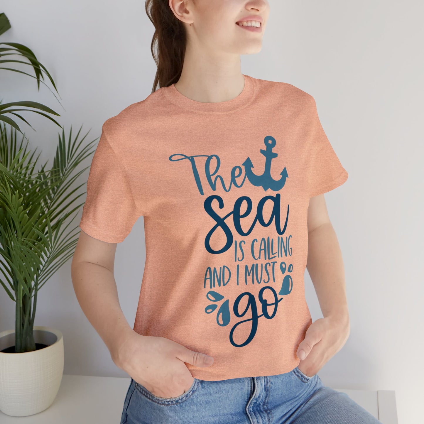 Unisex Jersey Short Sleeve Tee, Cruise Tee, The Sea is Calling, 100% Cotton, Light Fabric 142 g/m²