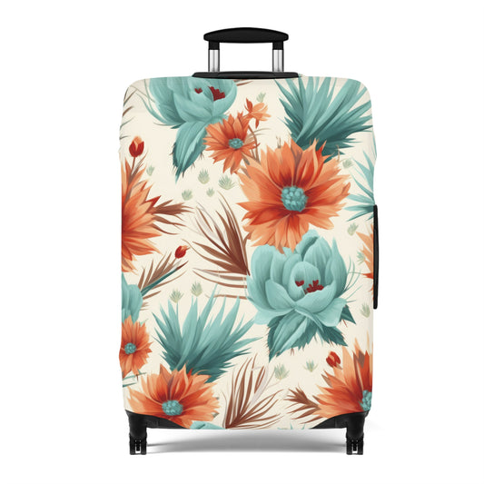 Luggage Cover, Boho Floral, orange and green