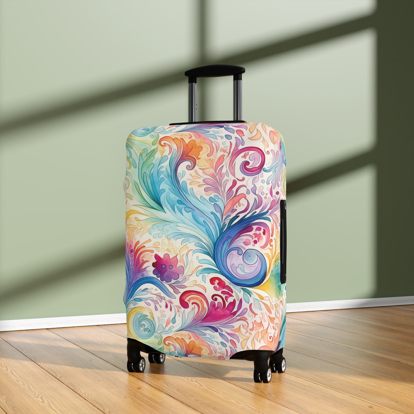 Luggage Cover, Rainbow Pastel Paisley