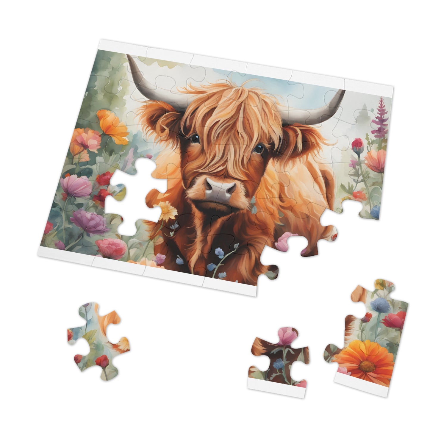 Puzzle, Highland Cow, Personalised/Non-Personalised (30, 110, 252, 500,1000-Piece) awd-642