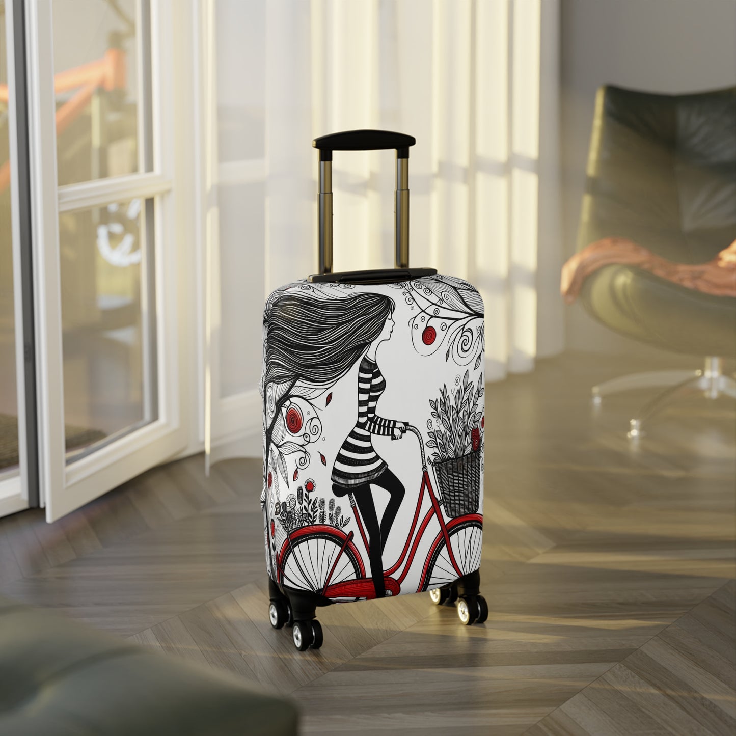 Luggage Cover, Girl on Bike, awd-3022