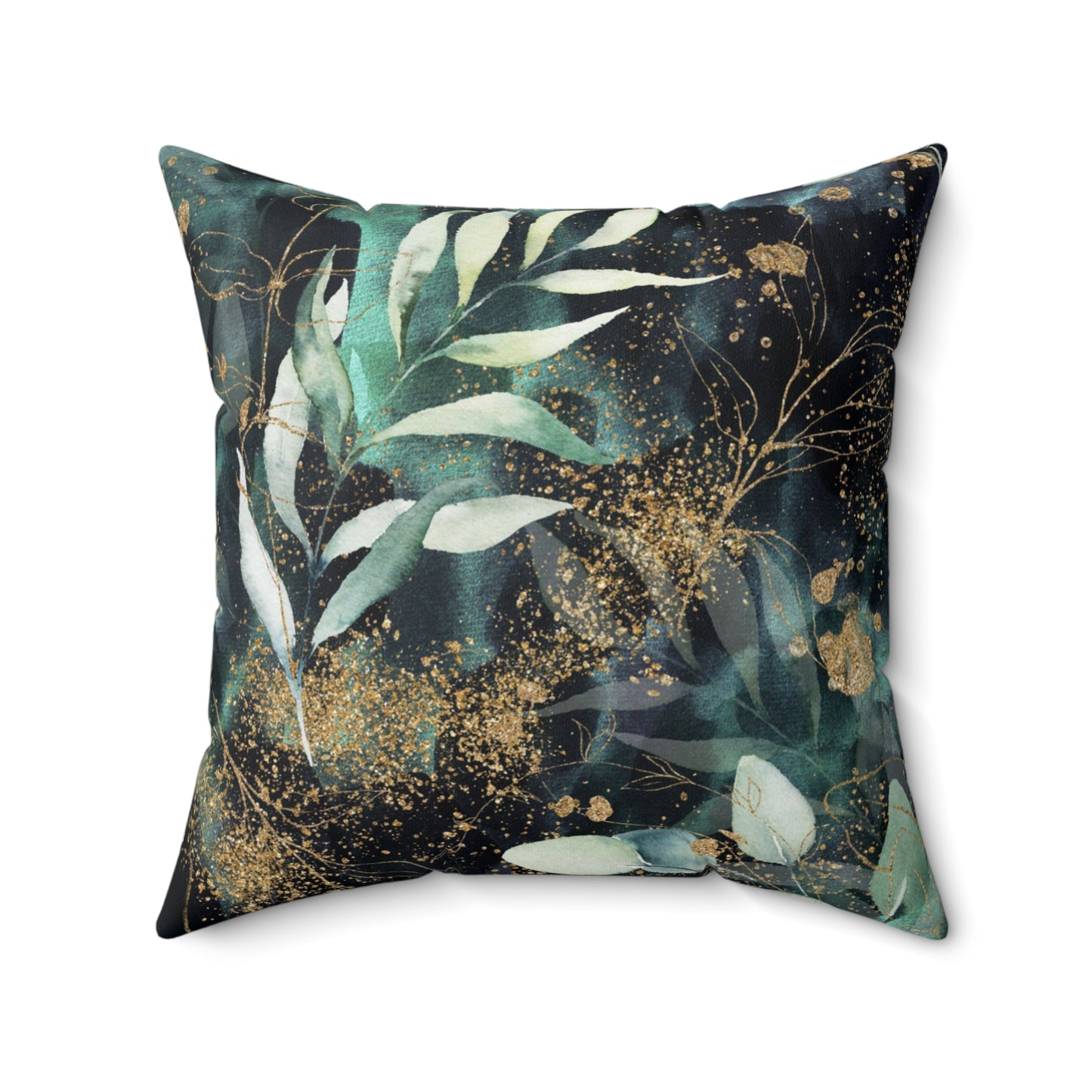 Spun Polyester Square Pillow, Eucalyptus Leaves Cushion