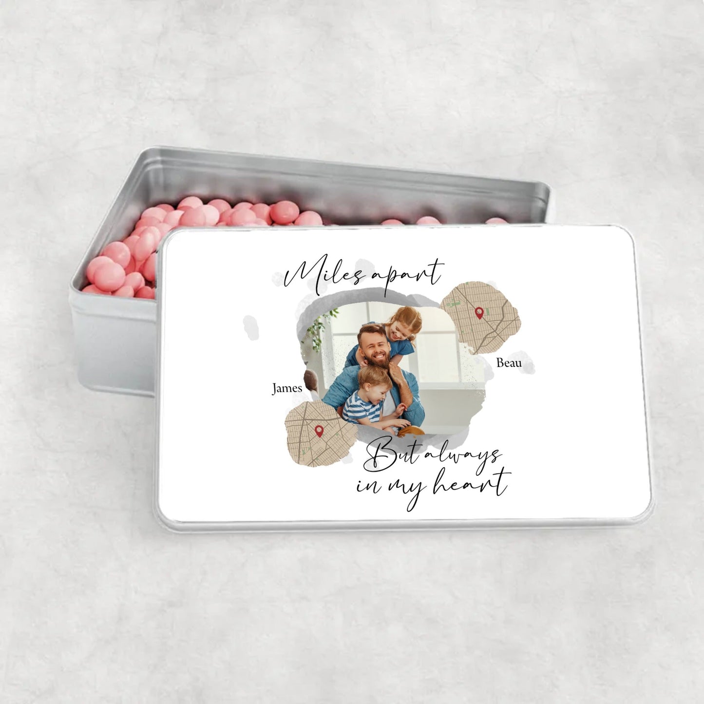 Personalised Photo Aluminium Tin - Miles Apart