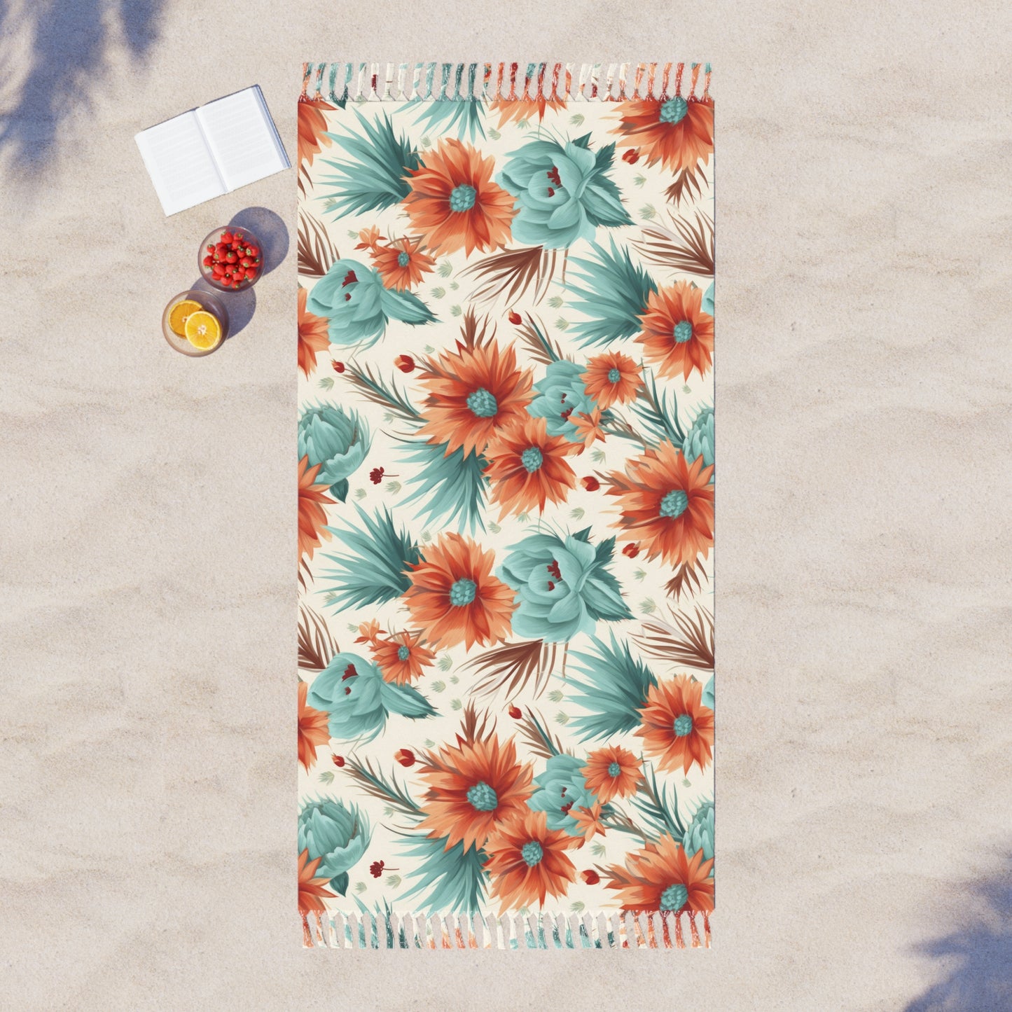 Boho Beach Towel, Boho Flower Design