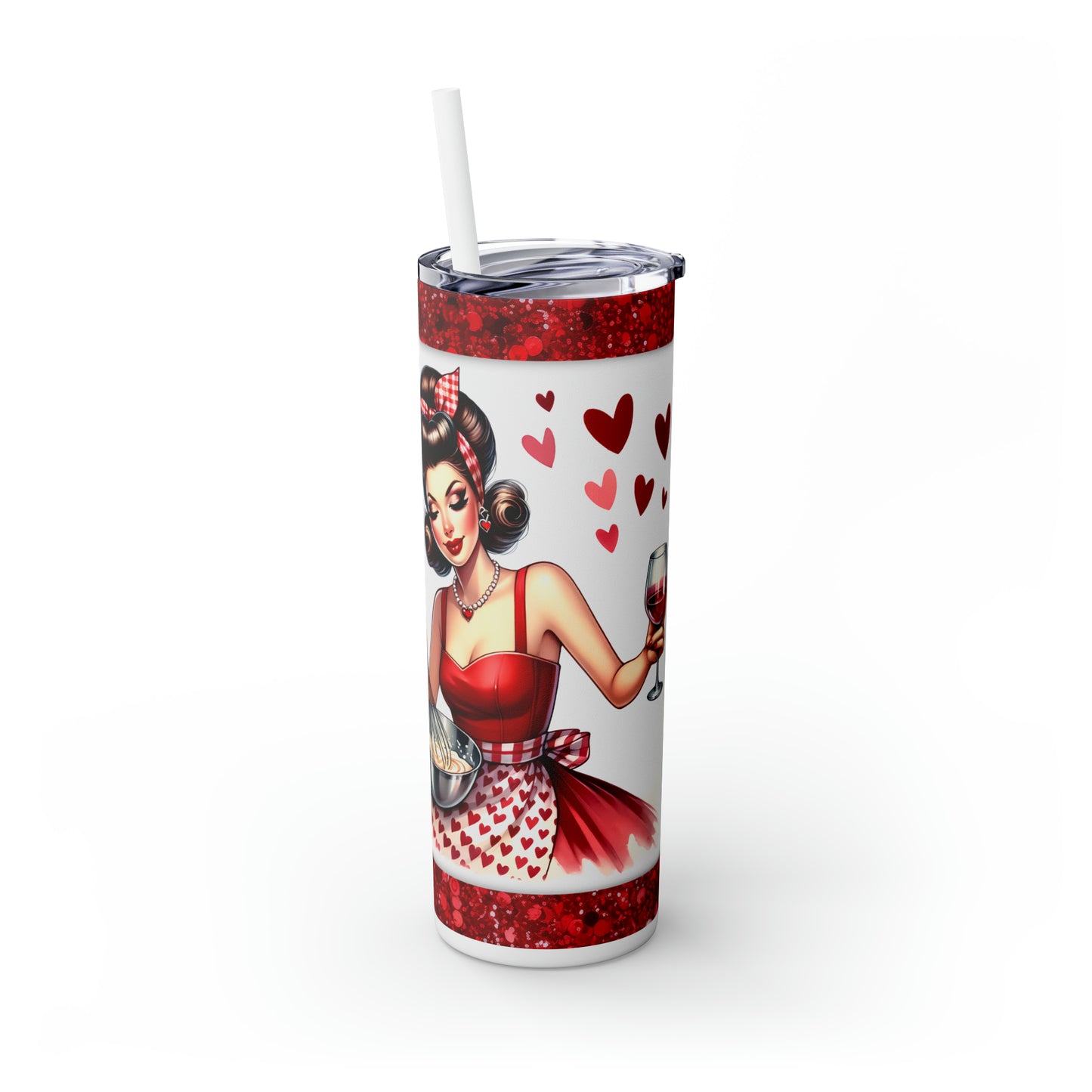 Skinny Tumbler with Straw, 20oz, Retro, Quote, My Kitchen My Rules