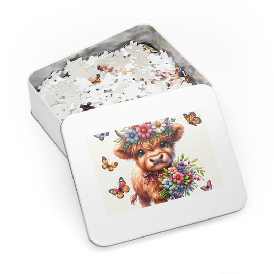 Jigsaw Puzzle, Highland Cow, Personalised/Non-Personalised (30, 110, 252, 500,1000-Piece)