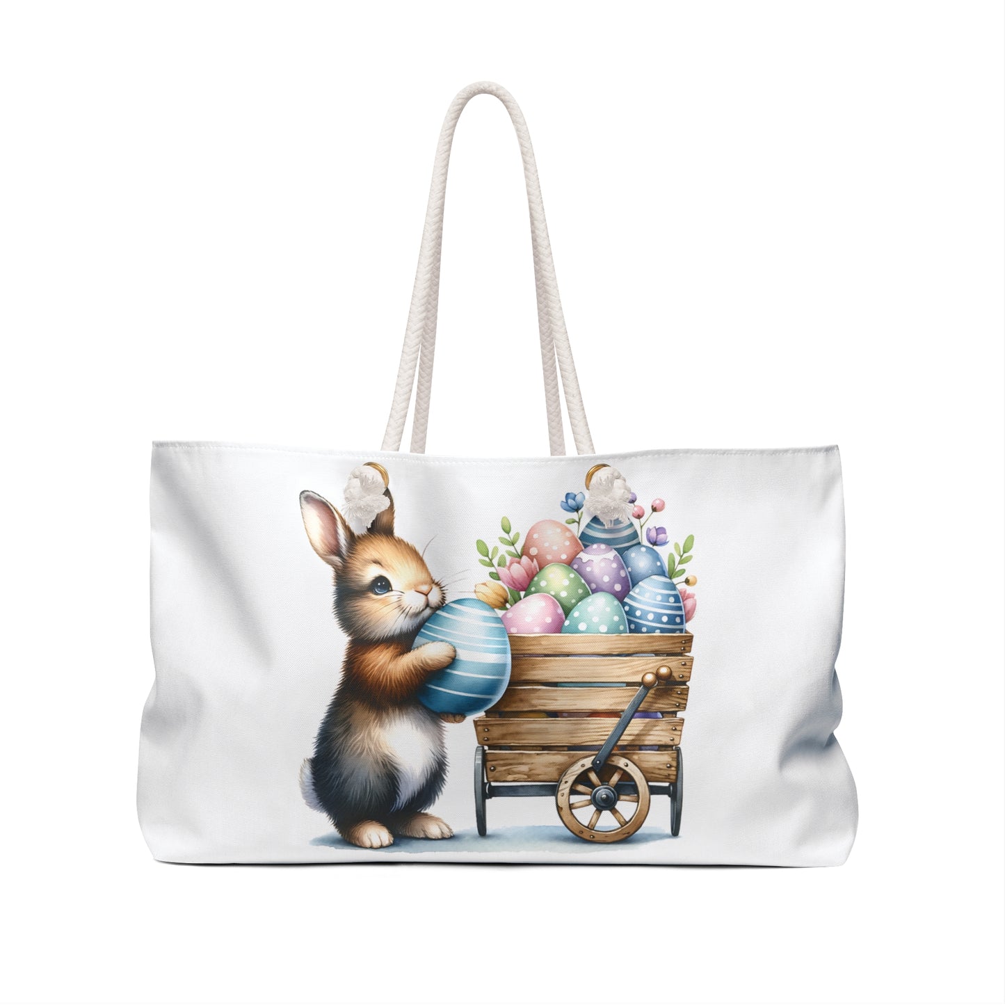 Personalised/Non-Personalised Weekender Bag, Easter Bunny, Rabbit, Large Weekender Bag, Beach Bag, Book Bag