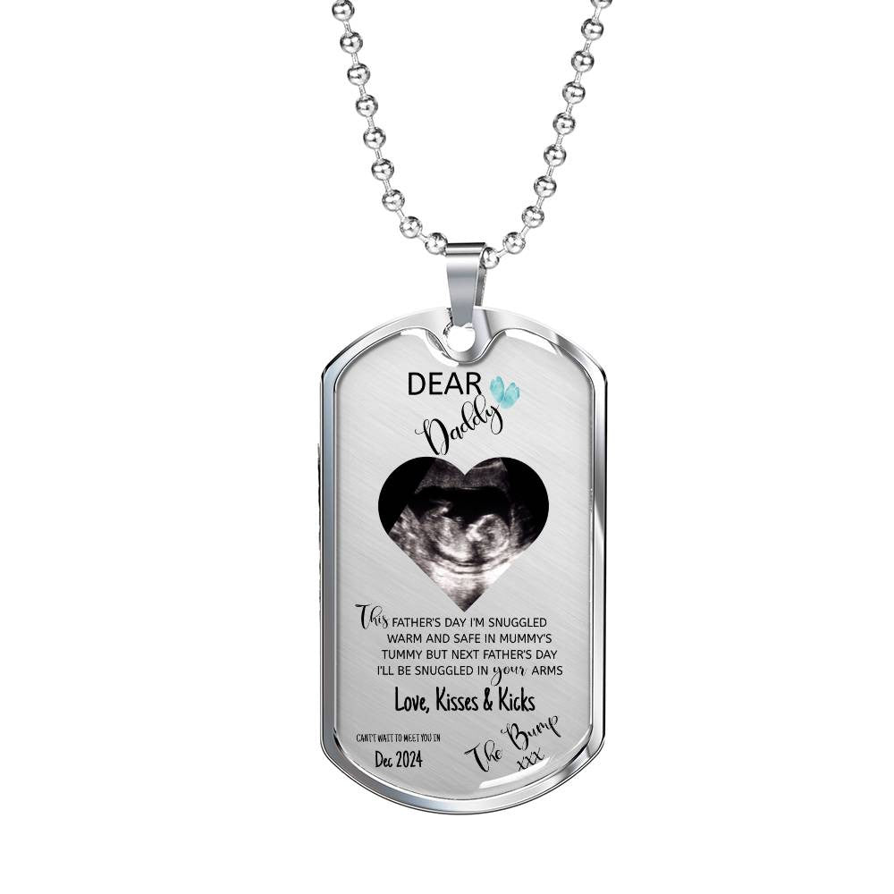 Dog Tag Personalised Dear Daddy Can't Wait to Meet you Pendant