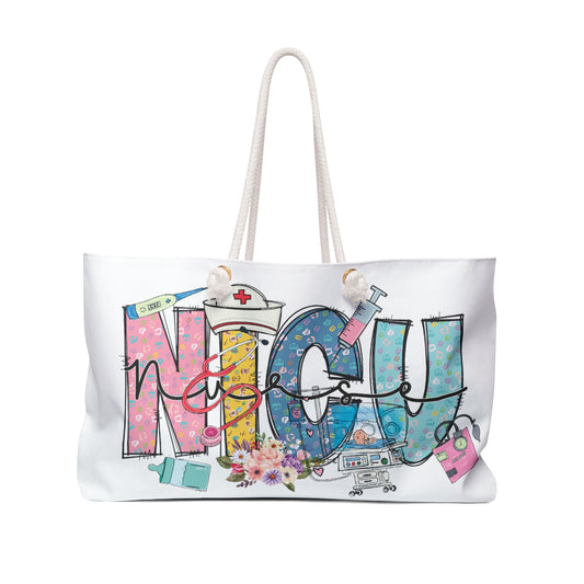 Personalised/Non-Personalised Weekender Bag, NICU Nurse, Large Weekender Bag, Beach Bag, Book Bag