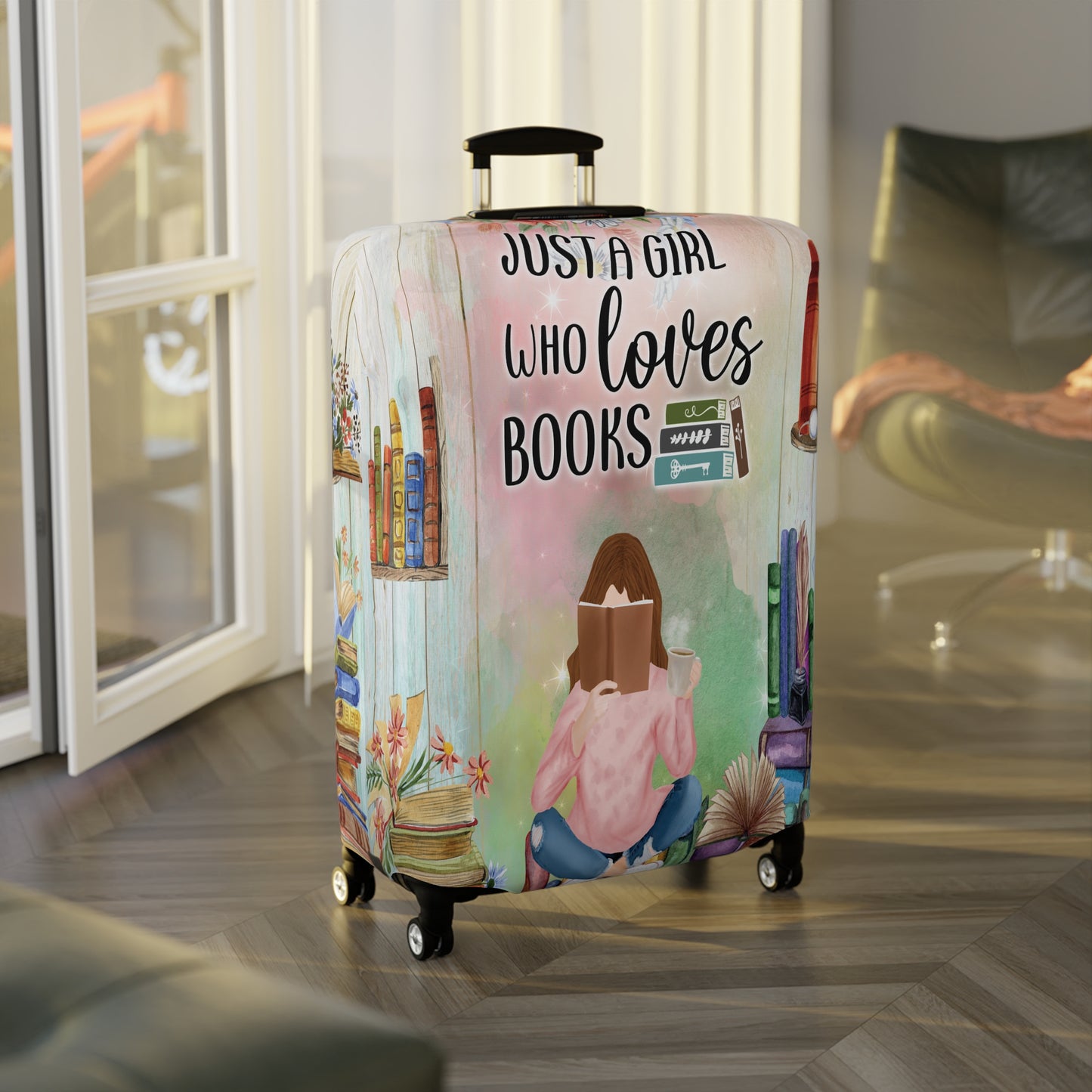 Luggage Cover, Just a Girl who Loves Books, awd-022