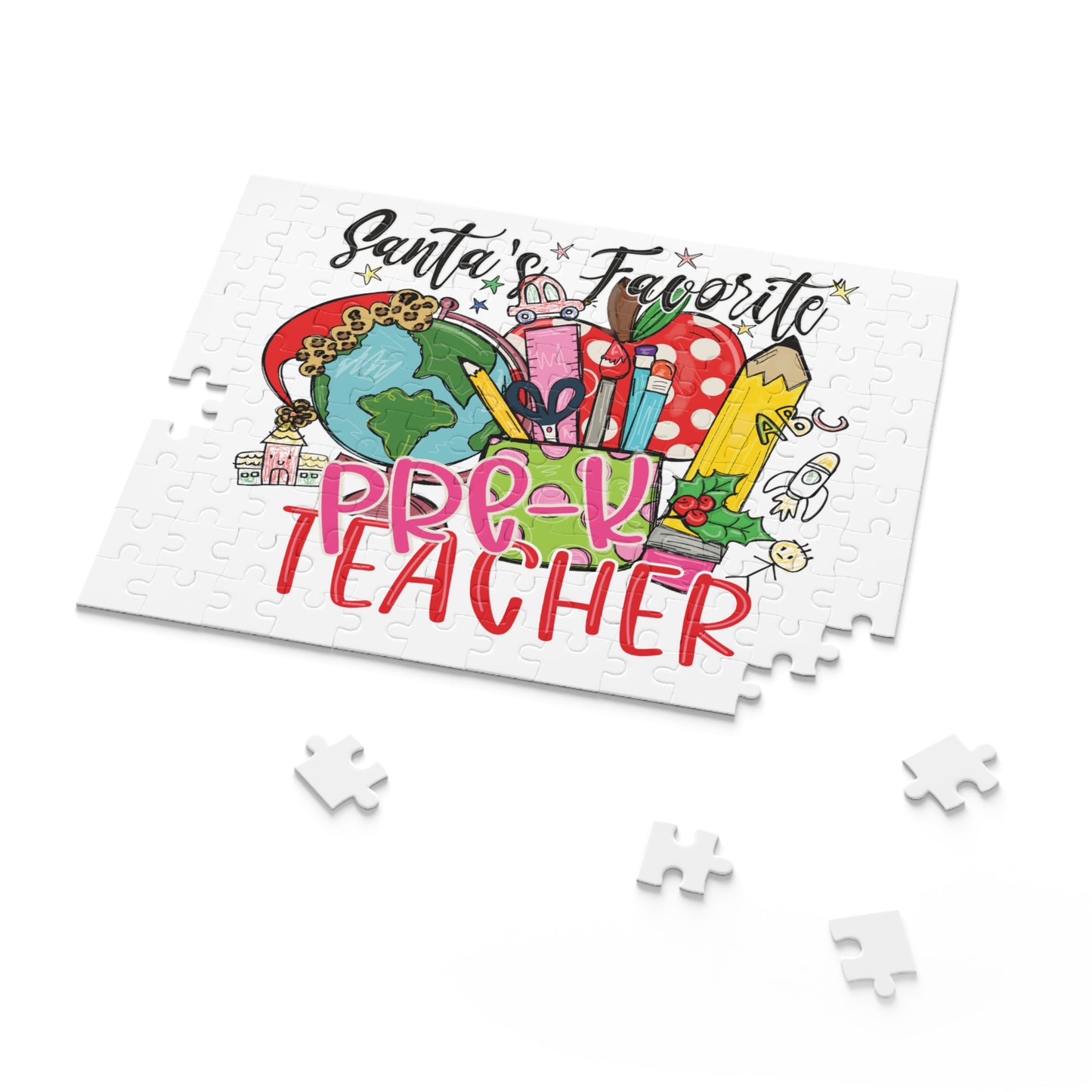 Personalised/Non-Personalised Puzzle, Santa's Favorite Pre-K Teacher (120, 252, 500-Piece)