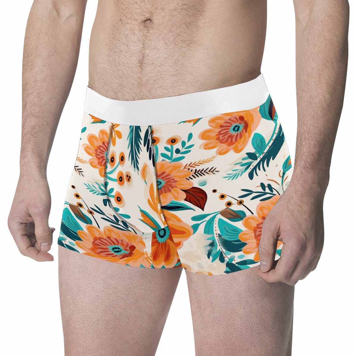 Boho Retro Floral  Men's All Over Print Boxer Briefs (Made In AUS)