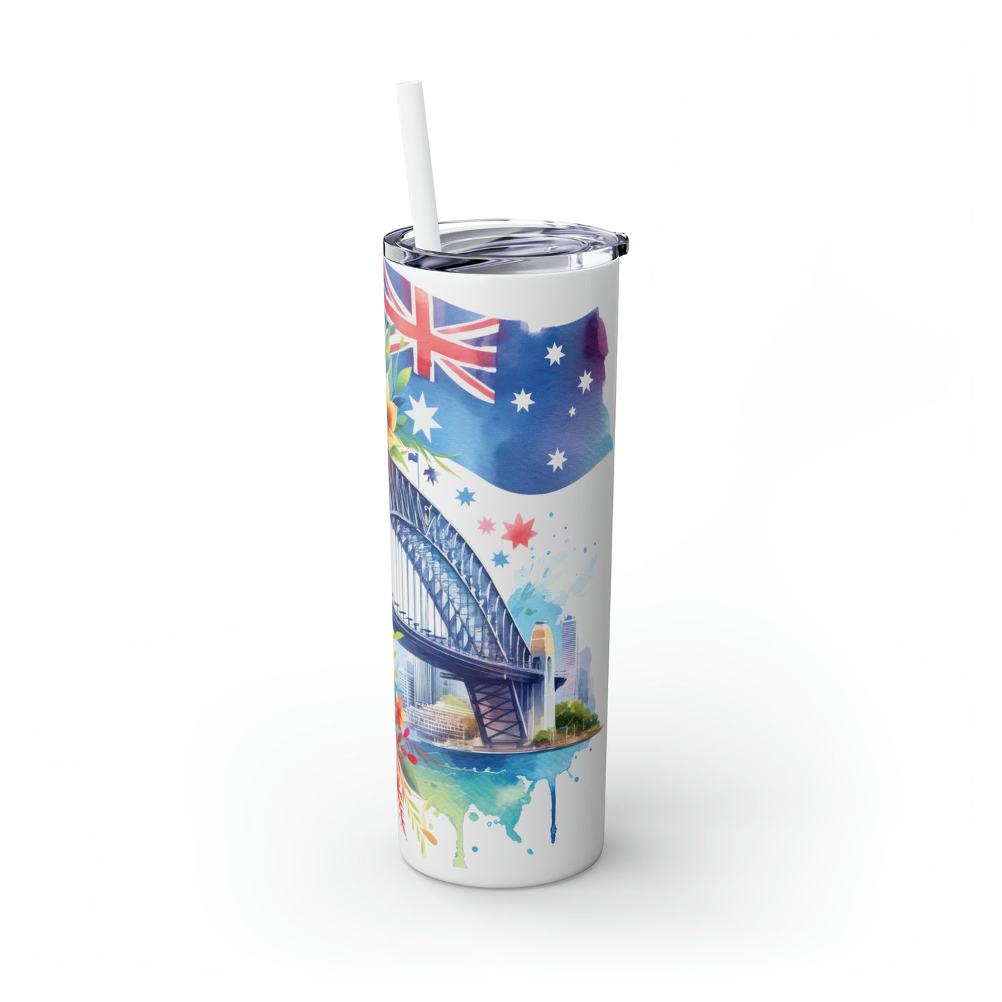 Skinny Tumbler with Straw, 20oz, Australia, Sydney Harbour Bridge