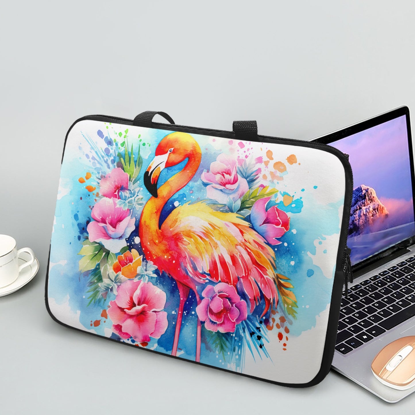 Laptop Sleeve with handles - Flamingo