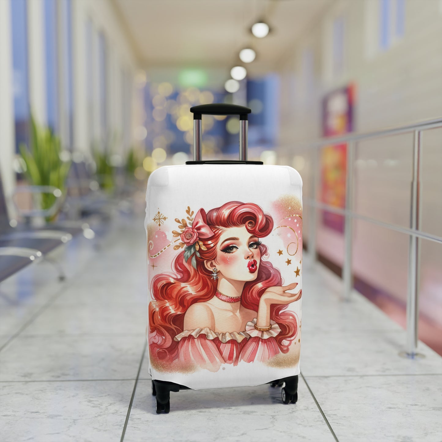 Luggage Cover, Coquette Girl Red Hair, awd-1470