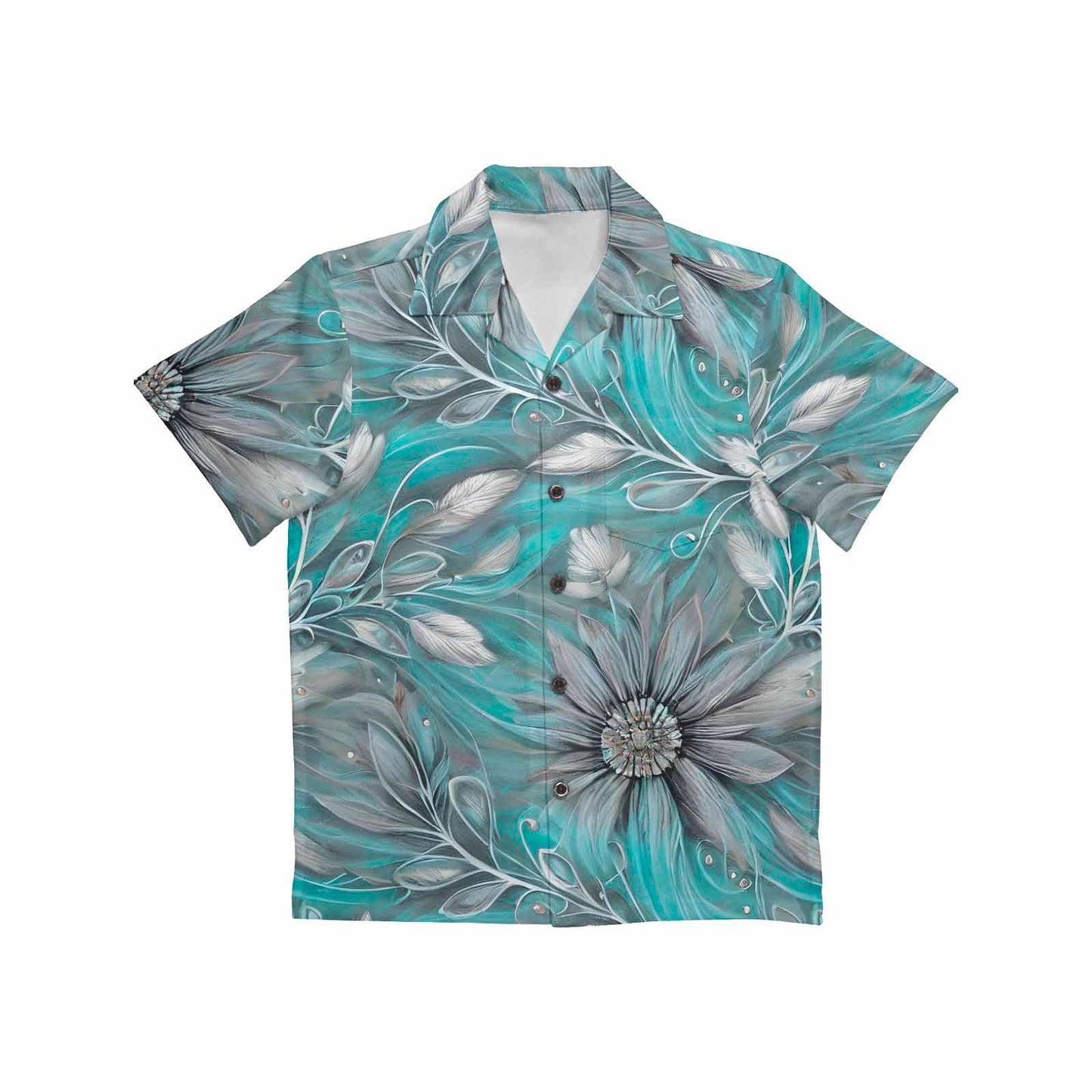 Green Elegant Floral 50  Little Boys Hawaiian Shirt