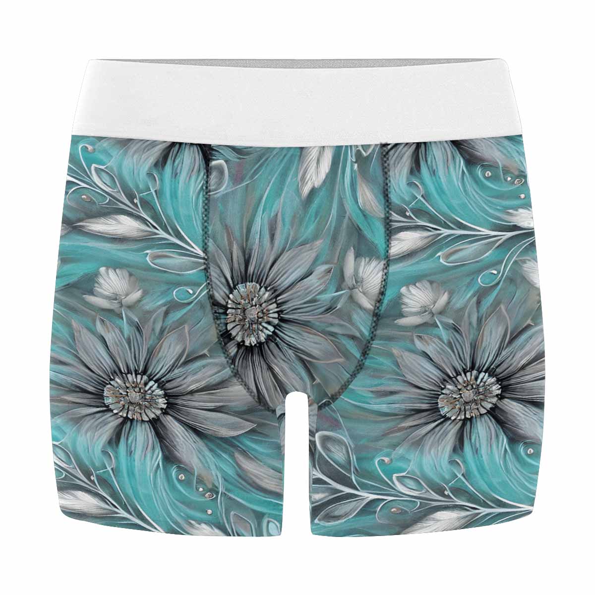 Green Elegant Floral Men's All Over Print Boxer Briefs (Made In AUS)