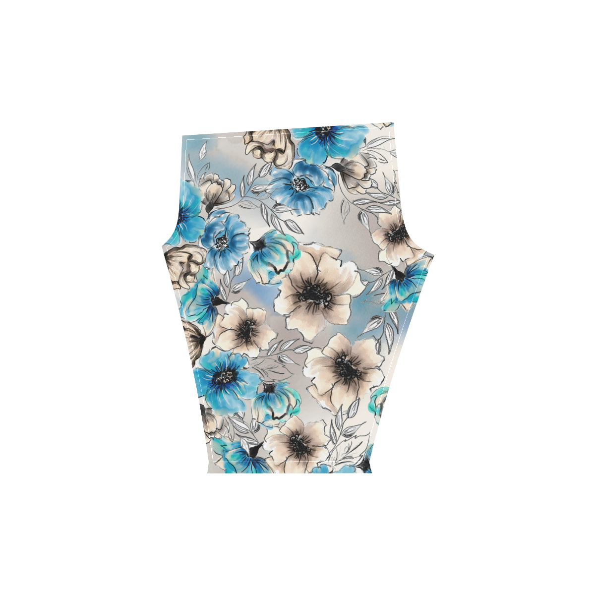 Watercolor Flower Women's Low Rise Capri Leggings (Invisible Stitch)