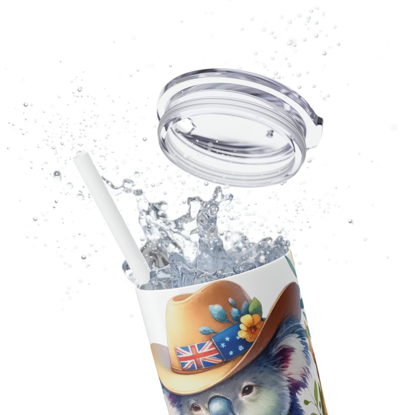 Skinny Tumbler with Straw, 20oz, Australian Animal, Koala, awd-1316