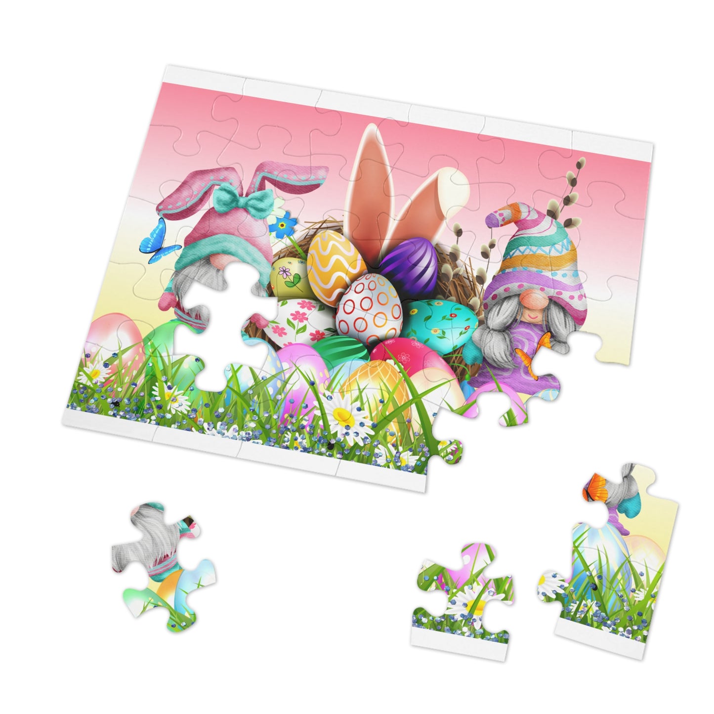 Puzzle, Easter, Gnomes, Personalised/Non-Personalised (30, 110, 252, 500,1000-Piece) awd-631