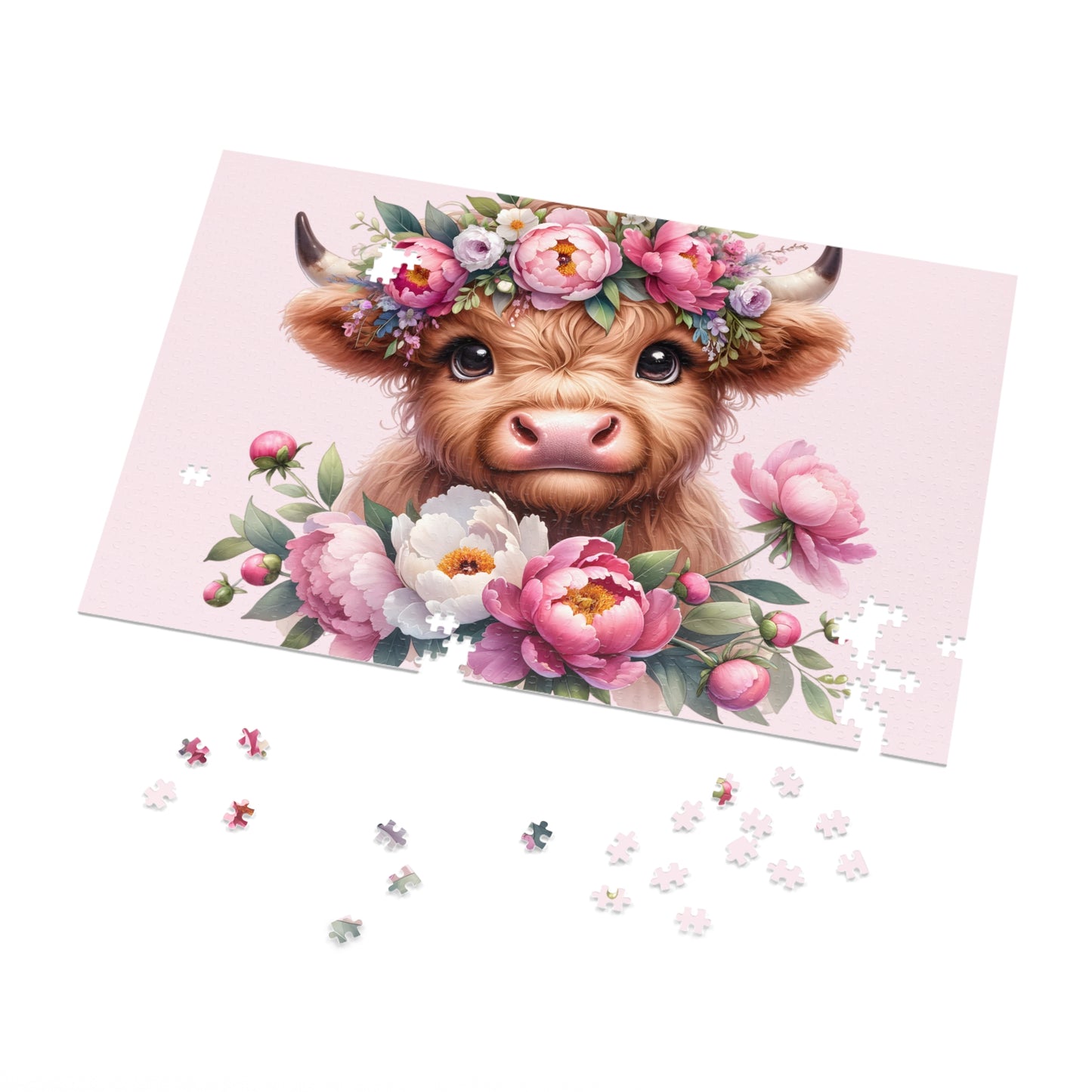 Jigsaw Puzzle, Highland Cow, Personalised/Non-Personalised (30, 110, 252, 500,1000-Piece)