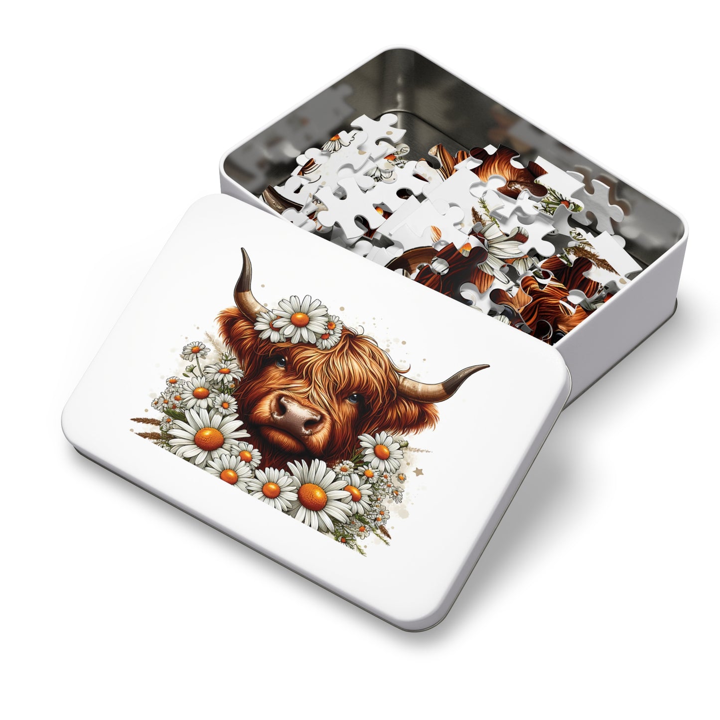 Jigsaw Puzzle, Highland Cow, Personalised/Non-Personalised (30, 110, 252, 500,1000-Piece)