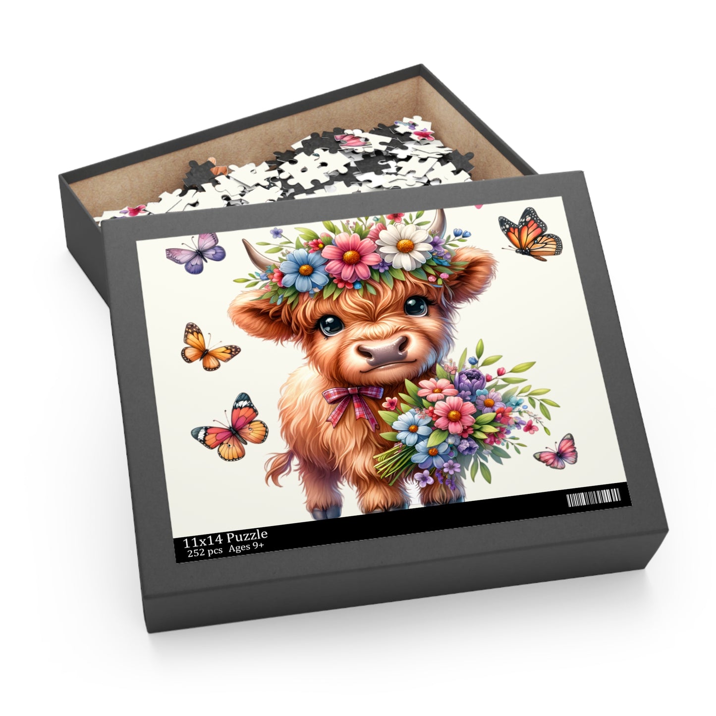 Personalised/Non-Personalised Puzzle, Highland Cow (120, 252, 500-Piece)