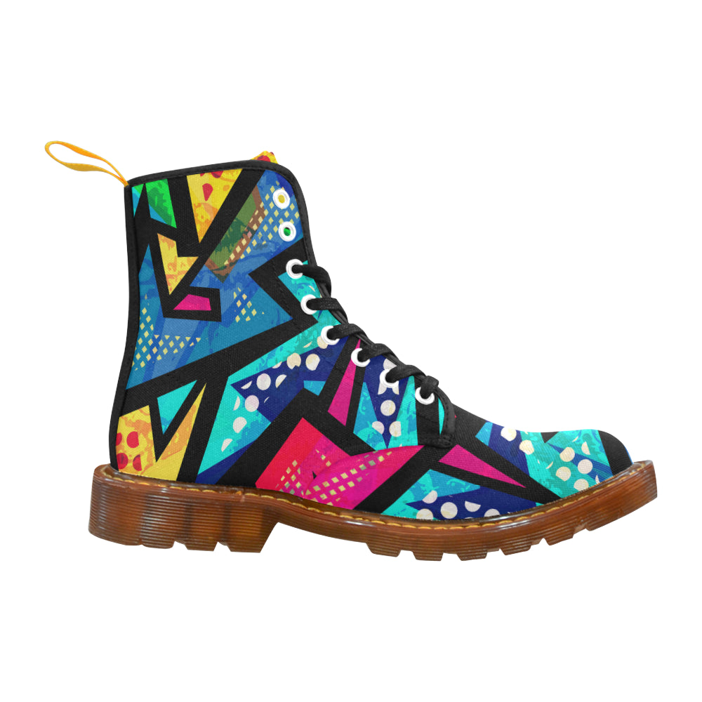 funny geometric seamless pattern honey Martin Boots For Men Model 1203H
