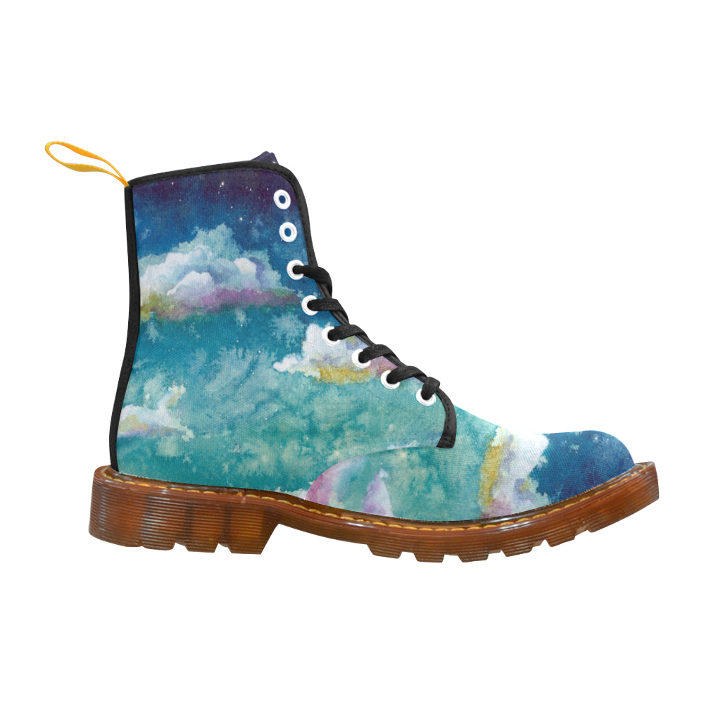 Watercolor Clouds and Starry Sky honey Martin Boots For Men Model 1203H