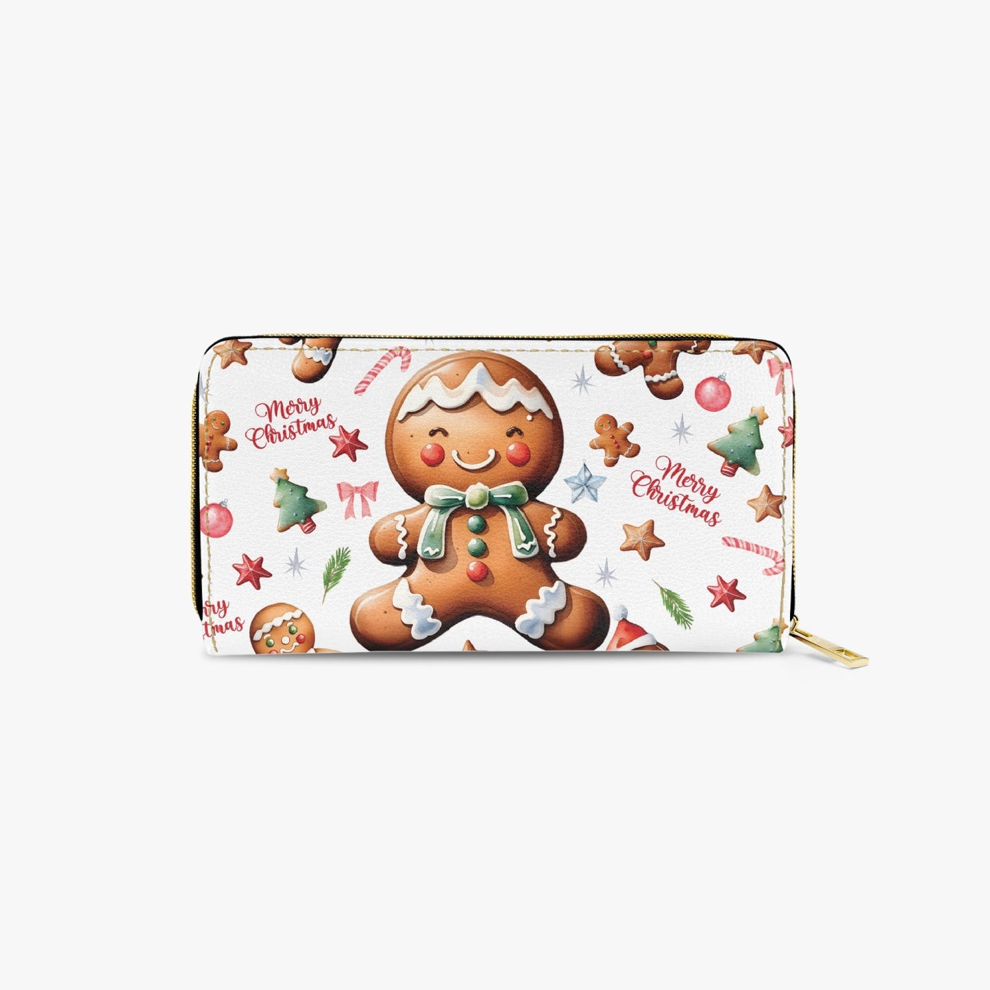 Long Type Zipper Purse - Christmas, Gingerbread Man