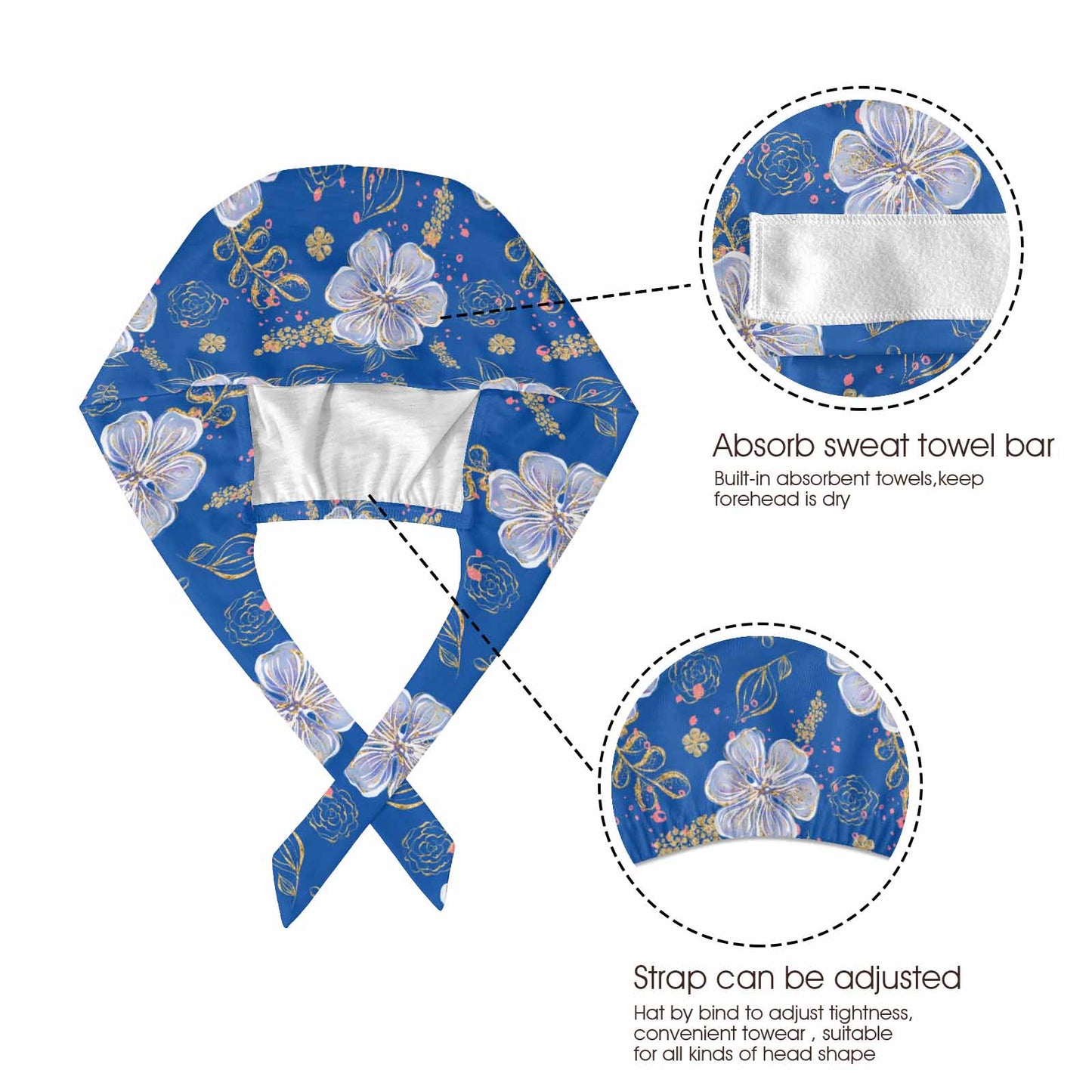 Nurse Scrub Cap Blue Floral  Scrub Cap