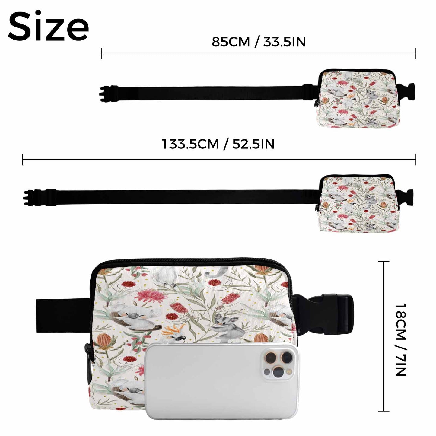 Australian Animals, Koala Cockatoo and Sugar Glider  Belt Bag