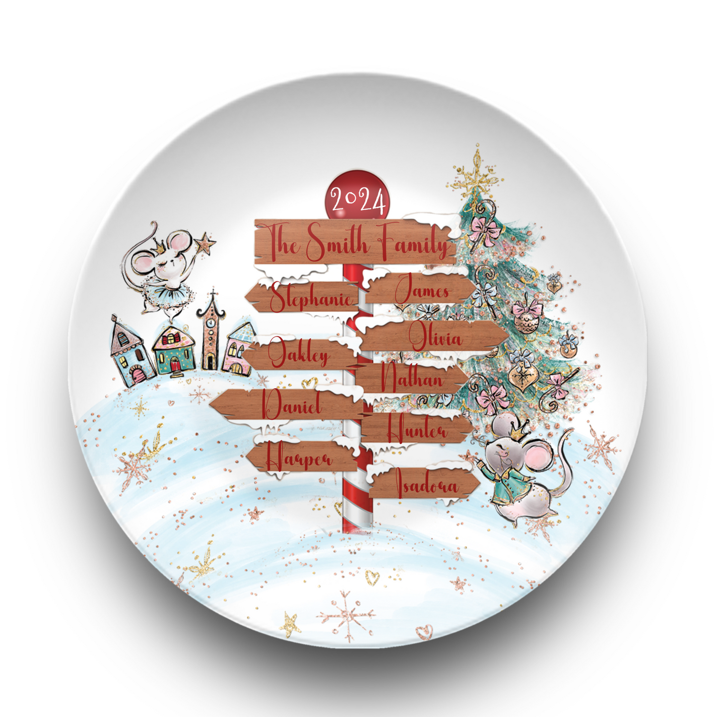 Personalised North Pole Christmas Plate, Family Christmas Plate