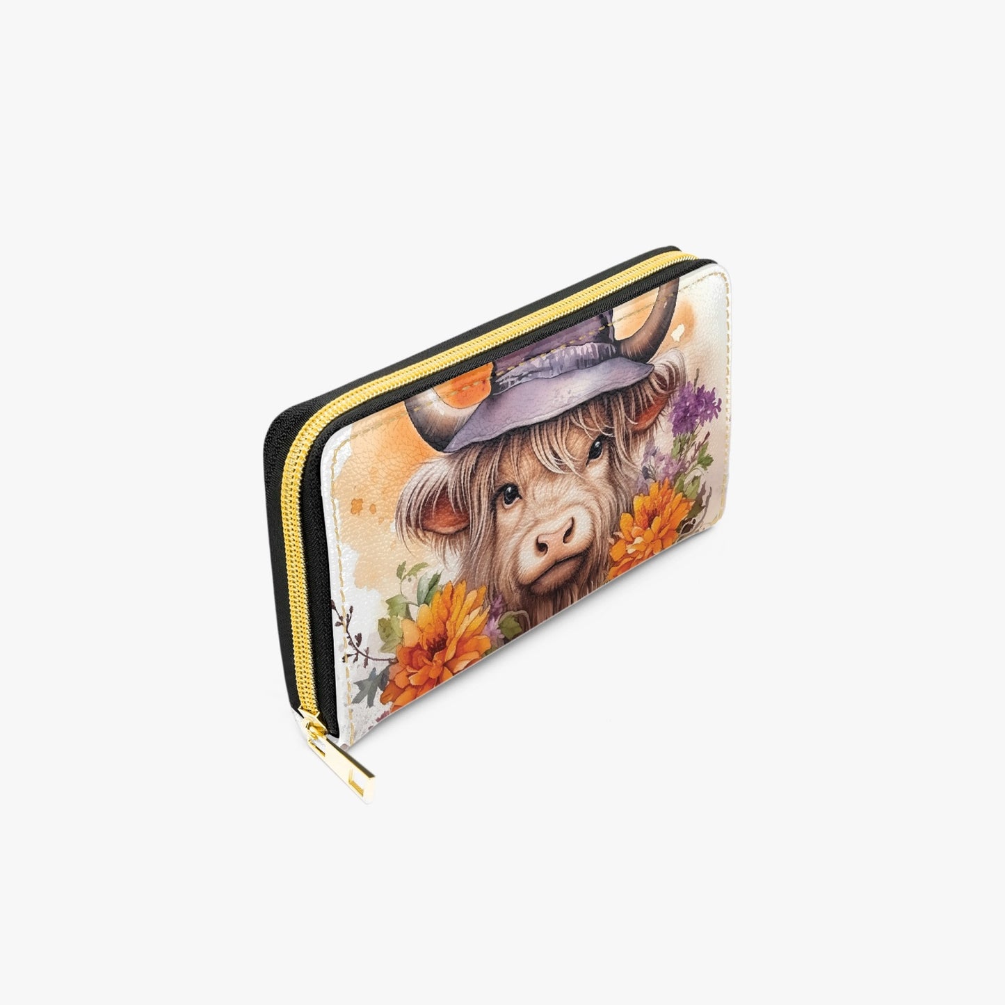 Long Type Zipper Purse - Highland Cow