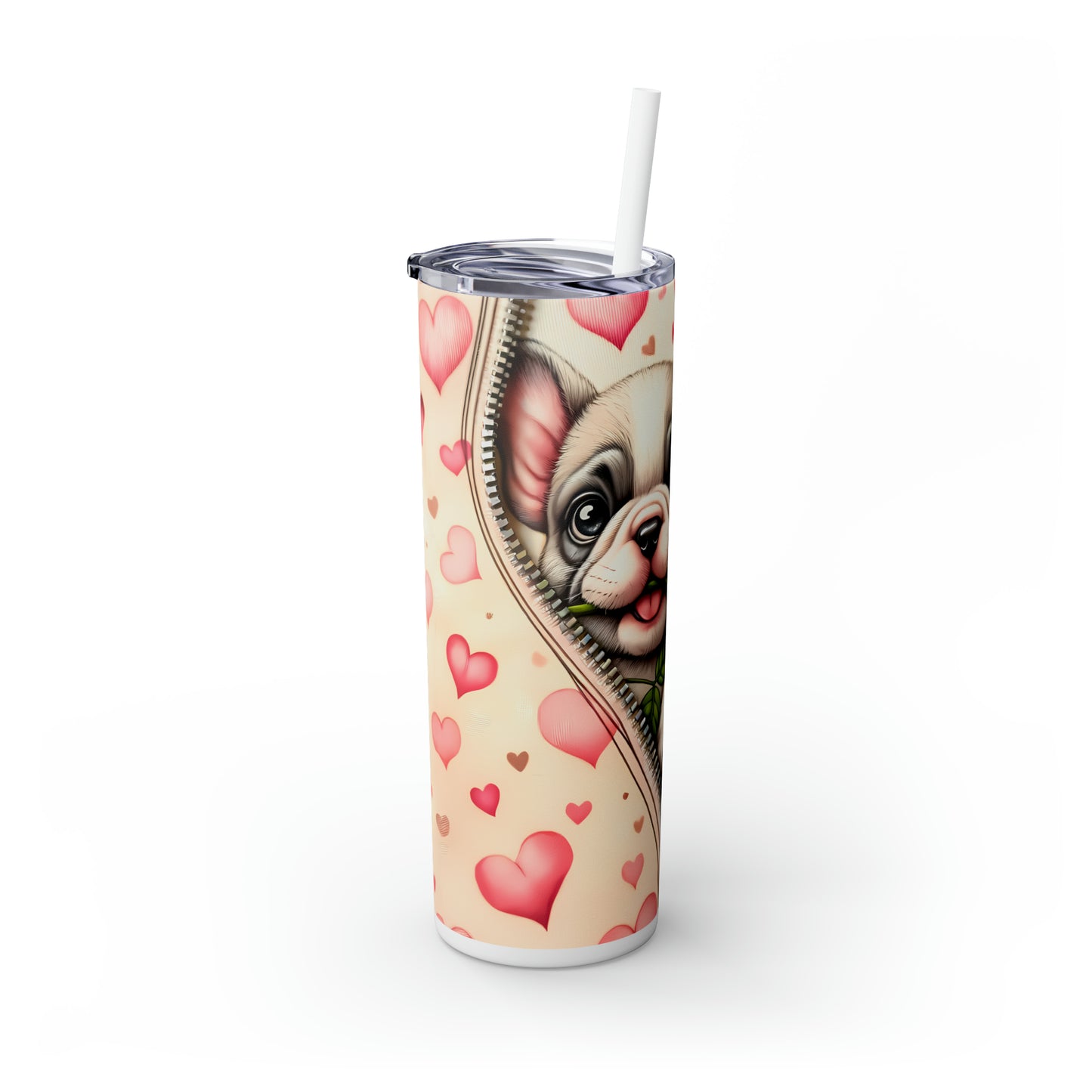 Skinny Tumbler with Straw, 20oz, Dog, Valentines Day, awd-916